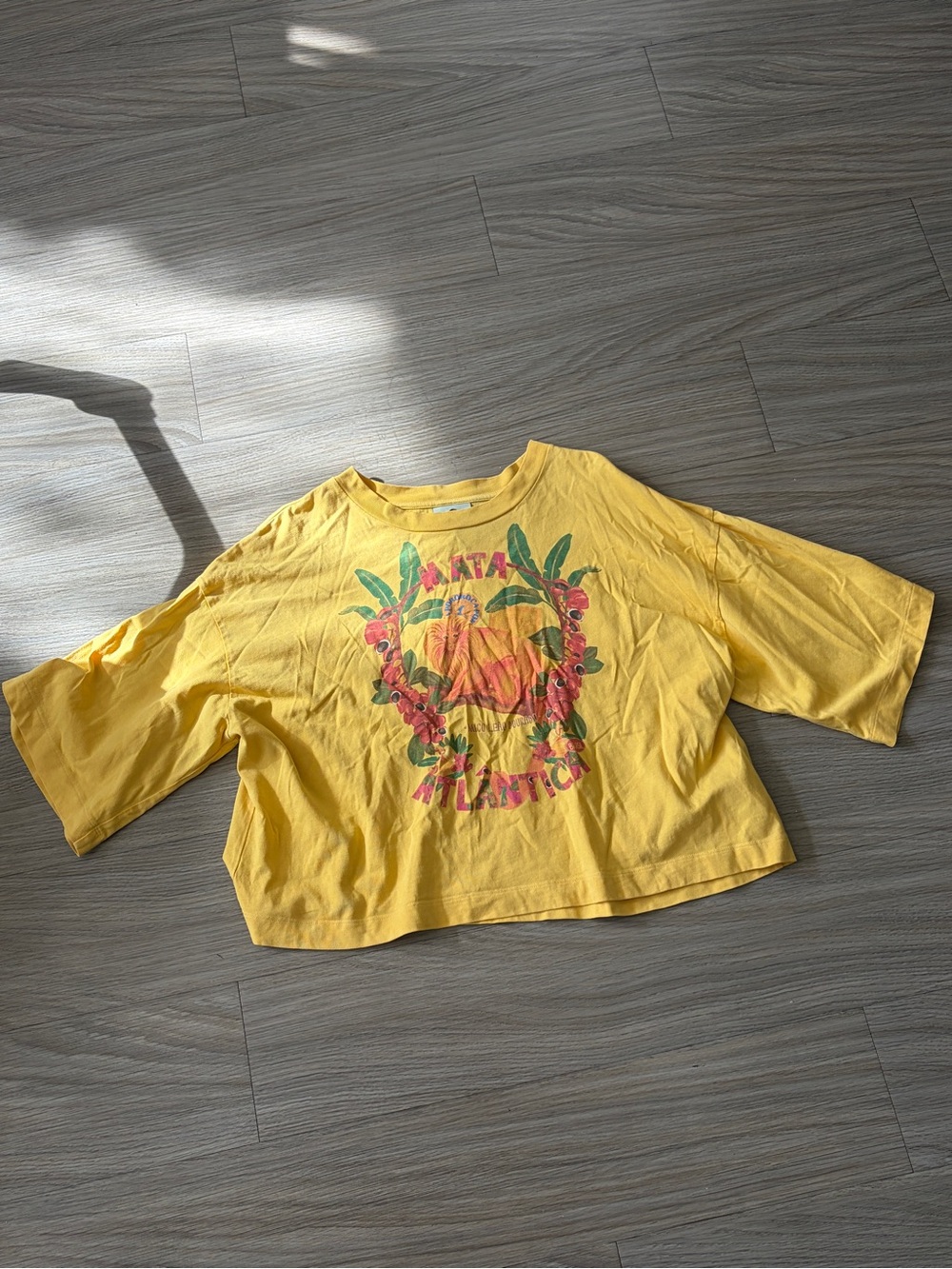 FARM Rio Yellow Tropical Graphic Crop Tee